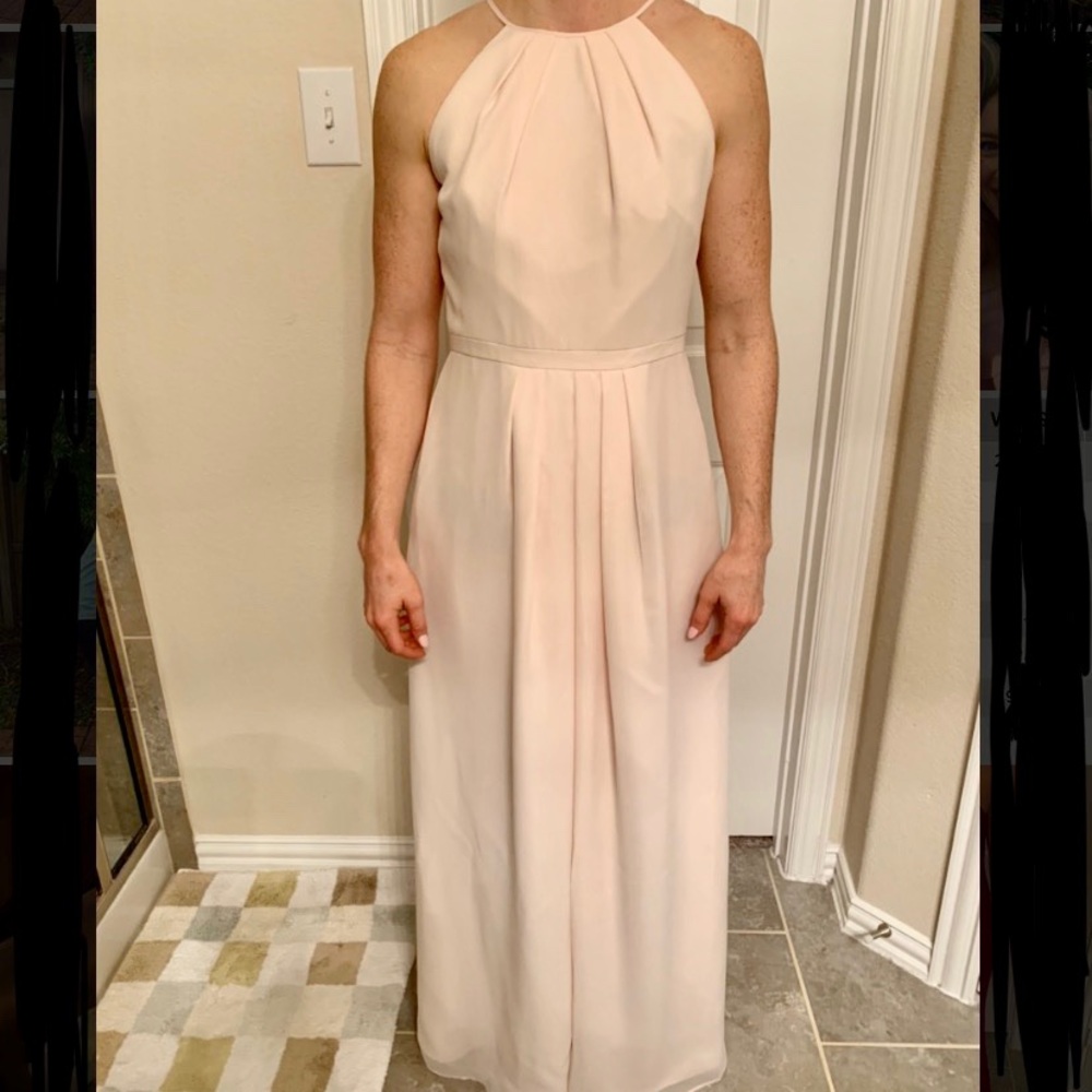 Blush Floor Length Bridesmaids Dress